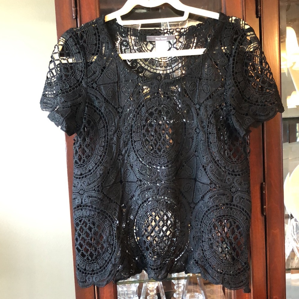 Anthropologie Crochet Short Sleeve Box Top 🍉